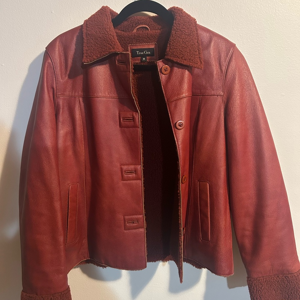 True Grit Women's Red Leather Jacket never worn